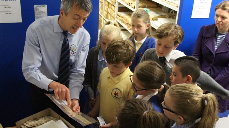 1543501449-School training 2018 a school tour of the archives with Rhys Griffiths 1